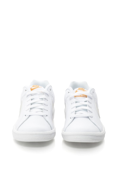 Nike Pantofi sport cu garnituri de piele si logo Court Royale, Alb/Gri deschis Femei