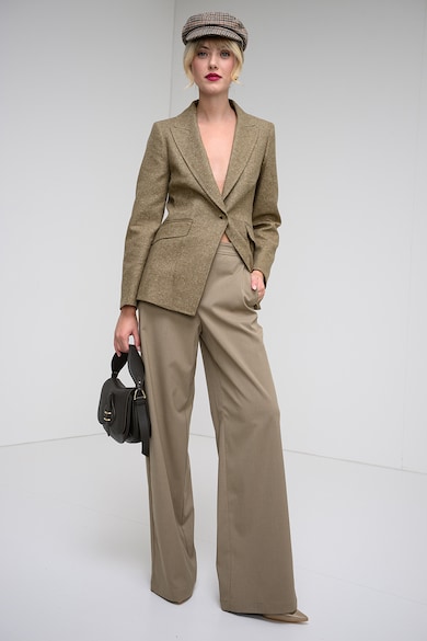 Pantaloni cu croiala ampla si talie elastica, Bej inchis Max&Co - Bej Inchis