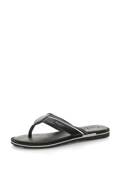 Pepe Jeans London Papuci flip- flop de piele cu garnituri din material textil Barbati