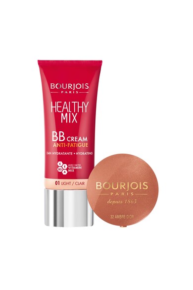 Bourjois Pachet promo : Crema BB Healthy Mix, 02 Light Beige, 30 ml + Fard de obraz, 32 Ambre D'Or, 2.5 g Femei