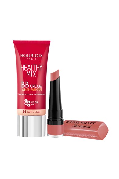 Bourjois Pachet promo : Crema BB Healthy Mix, 02 Light Beige, 30 ml + Ruj de buze Rouge Velvet The Lipstick, 02 Flaming'rose, 2.4 g Femei