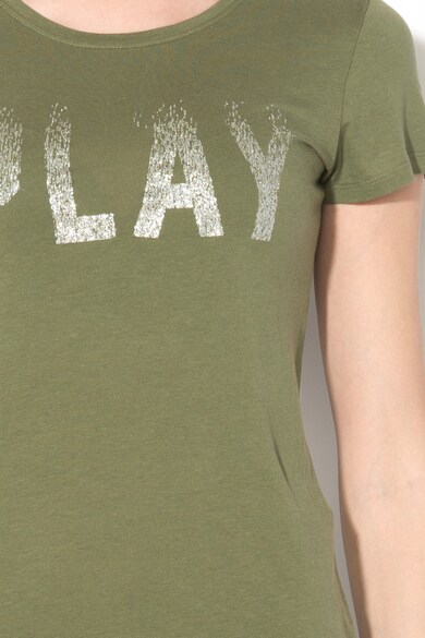 Only Play Tricou cambrat cu imprimeu text Sparkle Femei