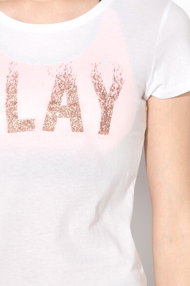 Only Play Tricou cambrat cu imprimeu text Sparkle Femei