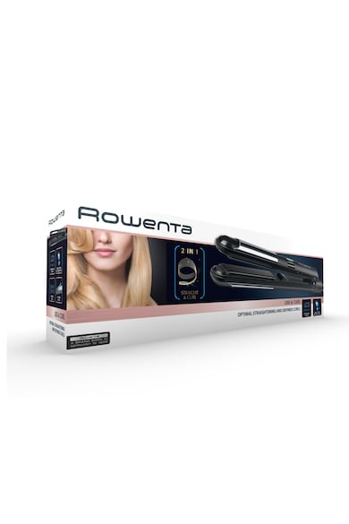 Rowenta Преса за коса  Liss & Curl SF4210, Регулируема температура 95°C - 230°C, LCD дисплей, Система за заключване, Черна Жени