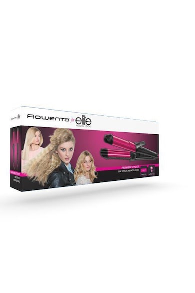 Rowenta Ondulator  Fashion Stylist , 66W, multifunctional, 2 setari de temperatura, generator de ioni, timp de incalzire 45s, Negru/Roz Femei