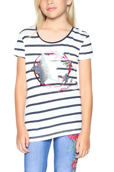 DESIGUAL Tricou cu decolteu rotund si imprimeu grafic frontal Fete