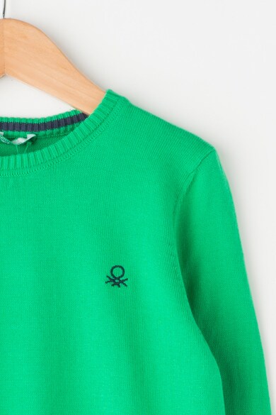 United Colors of Benetton Finomkötésű pulóver bordázott szegélyekkel Fiú