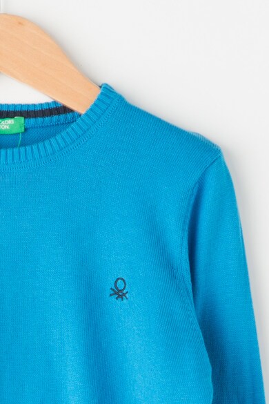 United Colors of Benetton Finomkötésű pulóver bordázott szegélyekkel Fiú