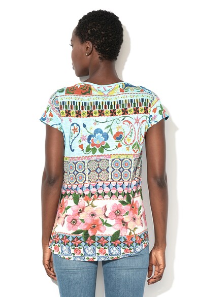 DESIGUAL Monique mintás póló lekerekített alsó szegéllyel női