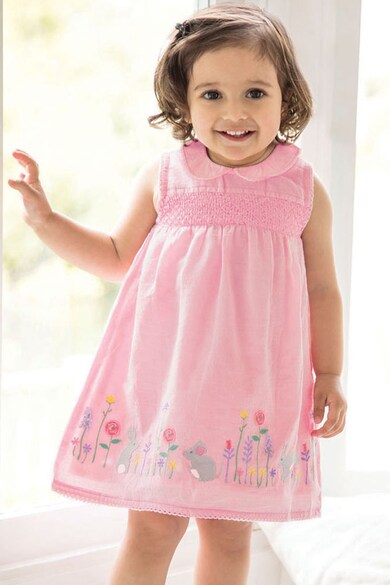 JoJo Maman Bebe Rochie fara maneci, cu broderie cu model grafic Fete