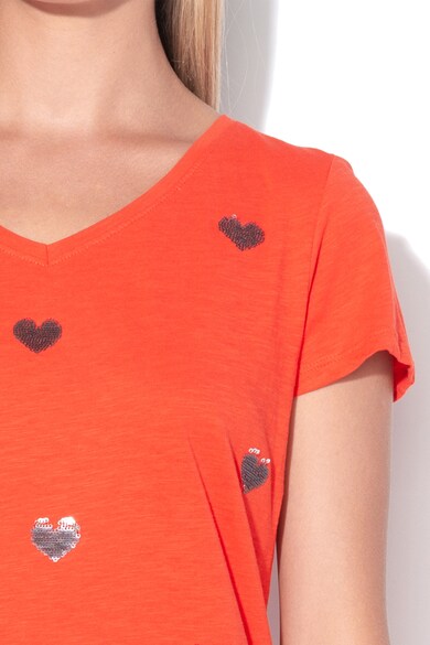 Tom Tailor Tricou cu aplicatii de paiete in forma de inima Valentine Femei