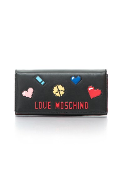 Love Moschino Portofel de piele sintetica cu aplicatii grafice Femei