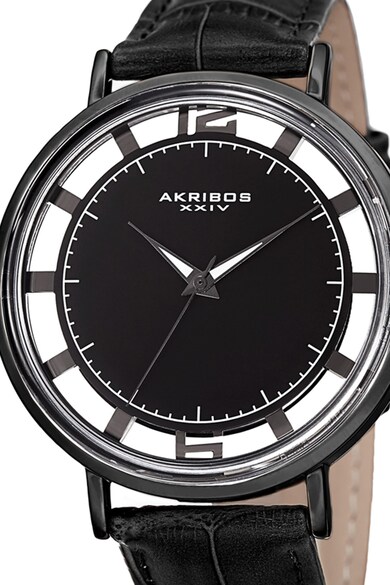 AKRIBOS XXIV Ceas analog cu o curea de piele cu model crocodil Barbati