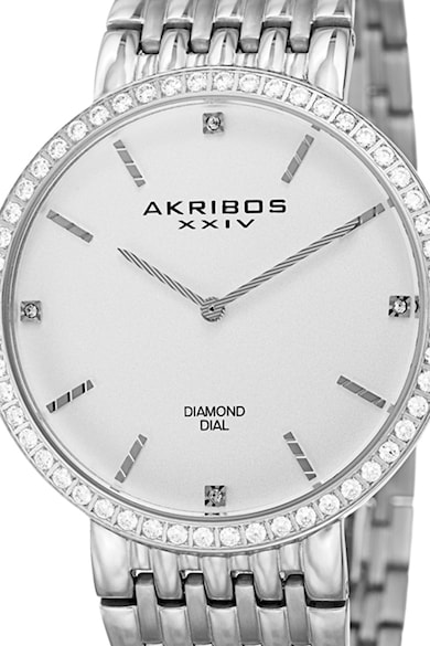 AKRIBOS XXIV Ceas rotund cu diamante pe cadran Barbati