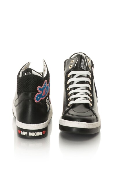 Love Moschino Magas szárú műbőr sneakers cipő foltrátétekkel női