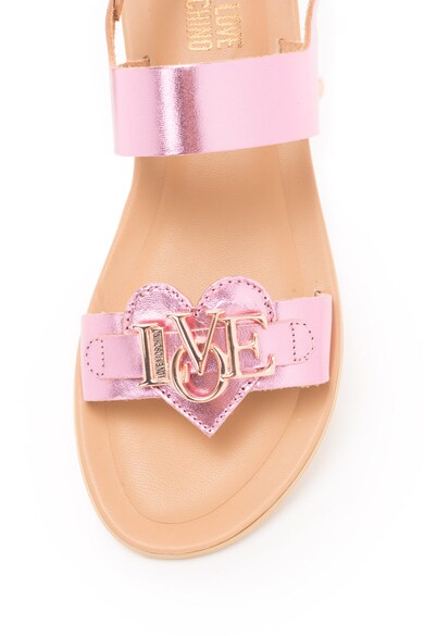 Love Moschino Кожени сандали с отворена пета и метално лого Жени