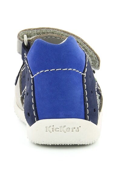 Kickers kids Sandale de piele nabuc cu benzi velcro si cusaturi contrastante Boping Baieti