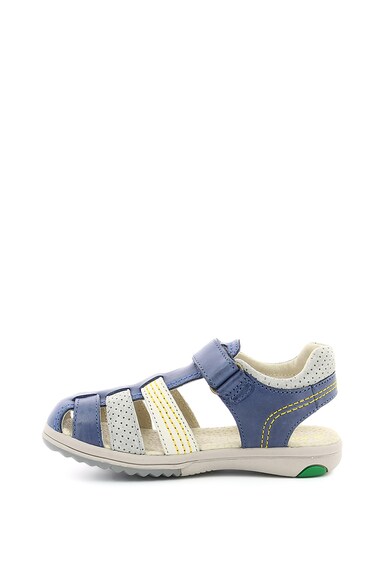 Kickers kids Sandale de piele cu cusaturi contrastante si insertii perforate Platinium Baieti