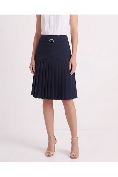 Fusta midi in A, cu insertie plisata DiKa - Bleumarin