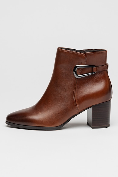 Botine din piele cu fermoar, Maro Siena Caprice - Maro Siena