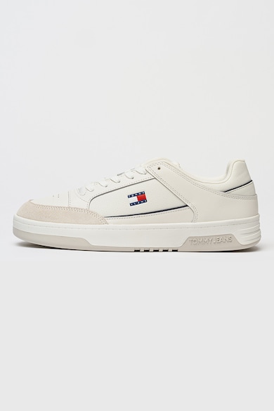 Pantofi sport din piele intoarsa cu insertii din piele, Ecru Tommy Jeans