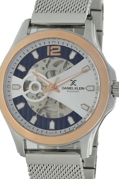 DANIEL KLEIN Ceas automatic cu cadran partial transparent si bratara cu model plasa Barbati