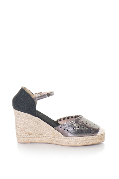 Oakoui Sandale wedge tip espadrile cu aspect metalizat Britta Femei