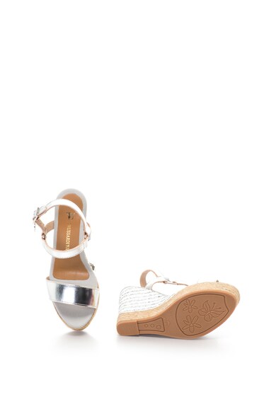 Trussardi Jeans Sandale wedge tip espadrile, de piele, cu particule stralucitoare Femei