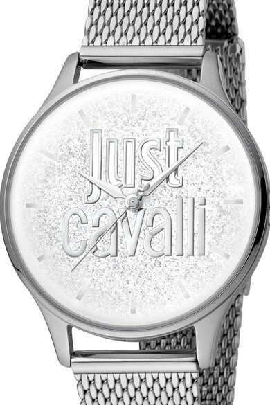 JUST CAVALLI Ceas cu mecanism quartz si bratara tip plasa Femei