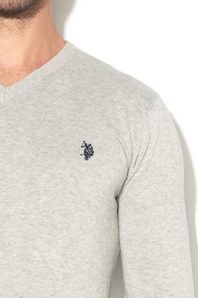 U.S. Polo Assn. Pulover cu decolteu in V si logo brodat Barbati