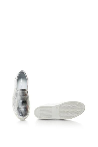 John Galliano Pantofi slip-on de piele, cu aspect metalizat si detalii perforate Femei