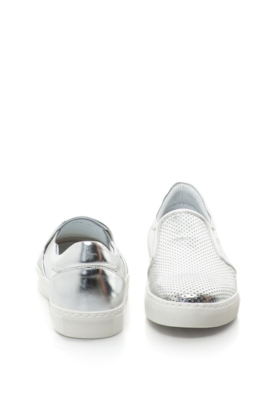 John Galliano Pantofi slip-on de piele, cu aspect metalizat si detalii perforate Femei