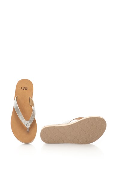 UGG Papuci flip-flop de piele, cu aspect metalizat Tawney Femei