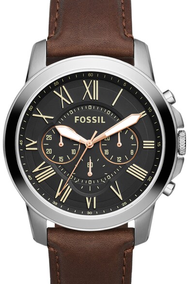 Fossil Часовник Grant с кожена каишка Мъже