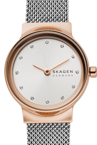 Skagen Ceas cu bratara metalica cu model plasa si cristale Freja Femei