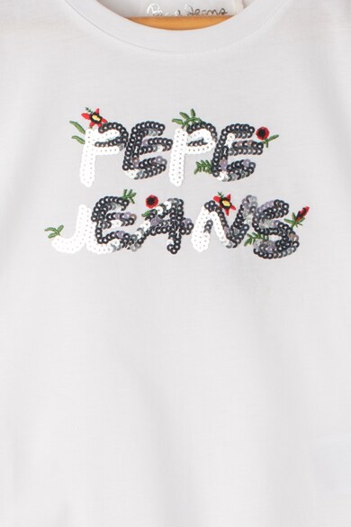Pepe Jeans London Tricou cu text logo cu paiete Cleo Fete