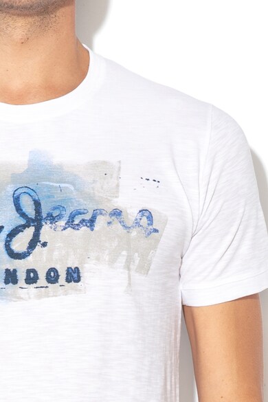 Pepe Jeans London Tricou slim fit cu logo Golders, Alb optic Barbati