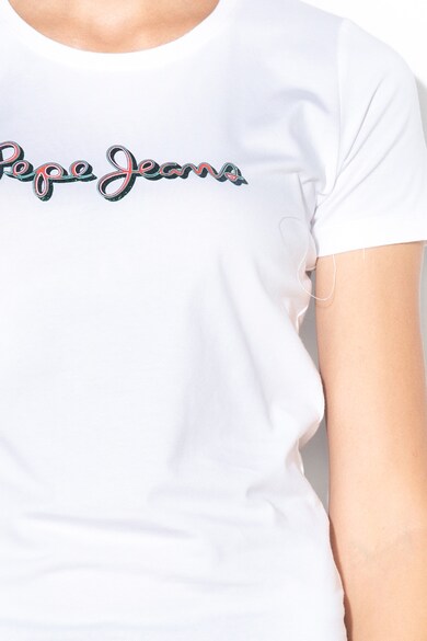Pepe Jeans London Tricou cu imprimeu logo stralucitor Juana Femei