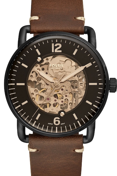 Fossil Ceas automatic cu o curea de piele The Commuter Barbati