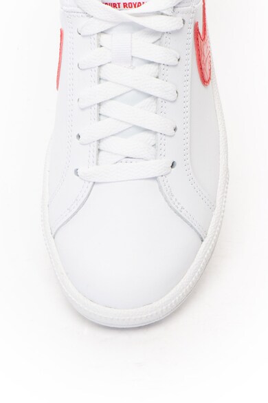 Nike Pantofi sport de piele, cu garnituri de piele ecologica Court Royale, Alb/Rosu, 9.5 Femei