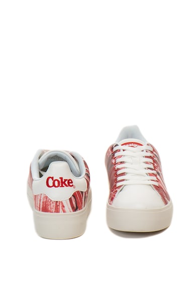 DESIGUAL Pantofi sport flatform de piele ecologica cu imprimeu text Star Coca Cola Femei