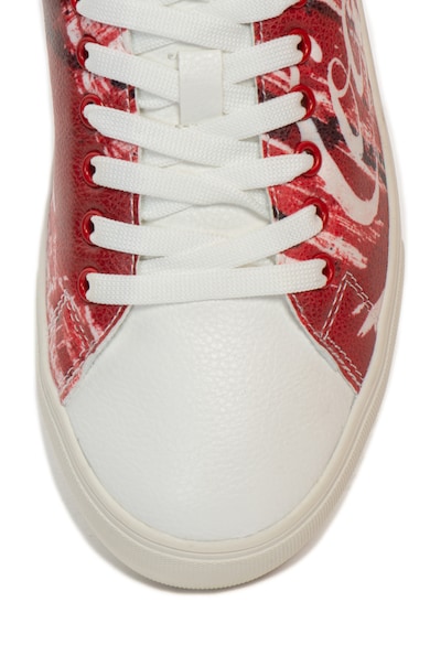 DESIGUAL Pantofi sport flatform de piele ecologica cu imprimeu text Star Coca Cola Femei