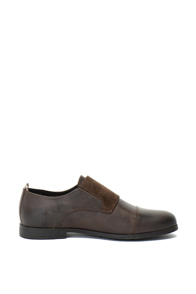 GUESS Pantofi monk de piele cu garnitura de piele intoarsa Barbati