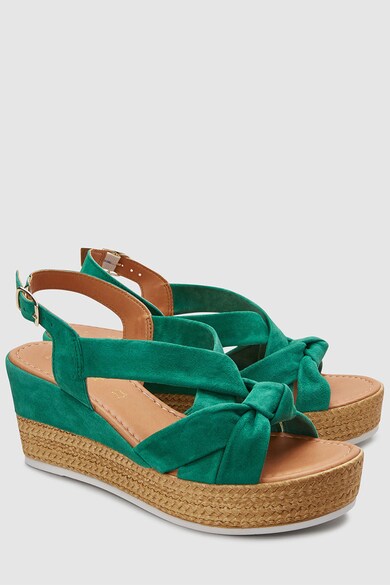 NEXT Sandale slingback de piele intoarsa, cu talpa wedge Femei