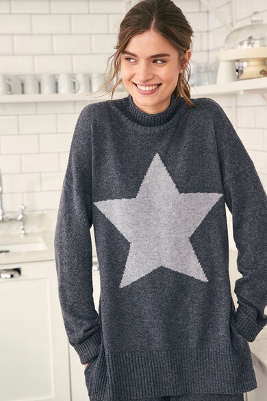 NEXT Плетен пуловер с щампа Жени