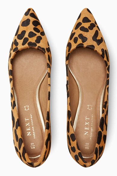 NEXT Pantofi de piele cu par scurt, cu animal print Femei