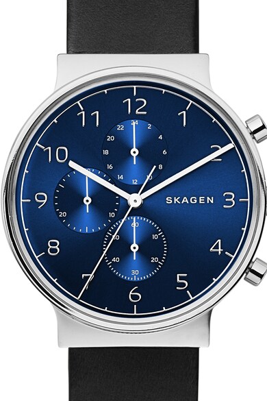 Skagen Ceas cronograf cu o curea de piele Ancher Barbati