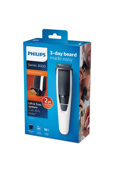 Philips Aparat de tuns barba  BT3206/14, Lame din inox 0.5-10mm, Alb/Negru Barbati