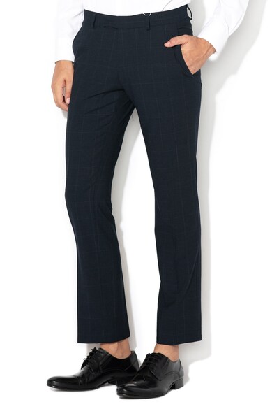 Esprit Pantaloni eleganti slim fit din amestec de lana cu model in carouri Barbati