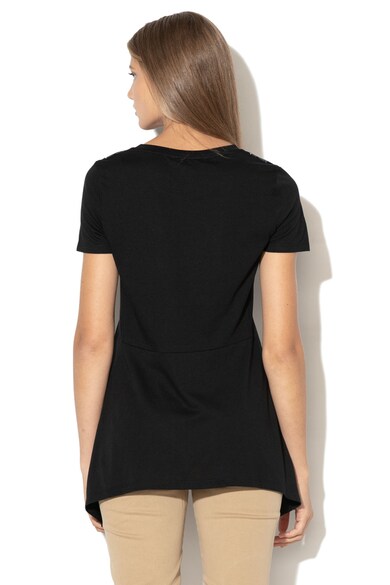 DESIGUAL Tris modáltartalmú aszimmetrikus póló, Fekete női